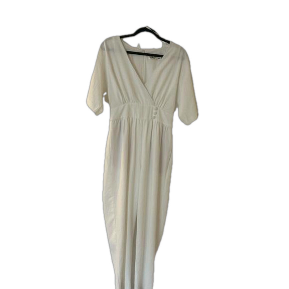 Eliza J Women’s White Crepe Deep V-Neck Jumpsuit, size 2